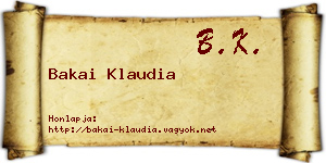 Bakai Klaudia névjegykártya